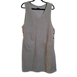 MATCH Overall Jumper Dress Women's Sz M Made in USA Tan Corduroy Vintage Y2K 90s